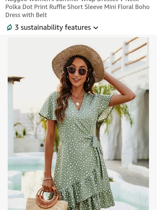 Naggoo Dresses & Skirts - Women’s Sage Green With Print Wrap Dress